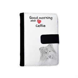 Collie- Notebook with the calendar of eco-leather with an image of a dog.