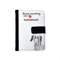 Dobermann - Notebook with the calendar of eco-leather with an image of a dog.