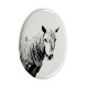 Giara horse- Lastra di ceramica ovale tombale con immagine del cavallo.