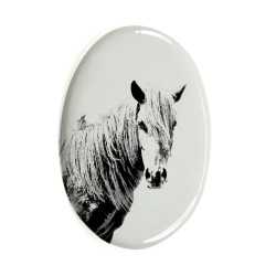 Giara-Pferd- Keramikplatte, Grabplatte, oval mit Bild eines Pferde