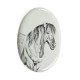 Henson- Plaque céramique tumulaire, ovale, image du cheval