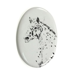 Noriker- Keramikplatte, Grabplatte, oval mit Bild eines Pferde