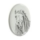 Pintabian- Lastra di ceramica ovale tombale con immagine del cavallo.