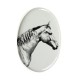 Selle français- Plaque céramique tumulaire, ovale, image du cheval