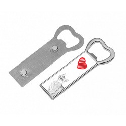 Singapura - Metal bottle opener with a magnet for the fridge with the image of a cat