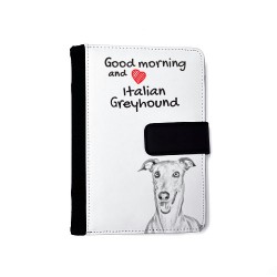 Italian Greyhound - Notebook with the calendar of eco-leather with an image of a dog.