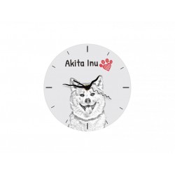 Akita Inu - Orologio da tavolo realizzato in lastra di MDF con immagine di cane.