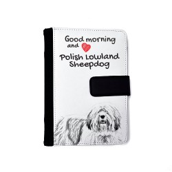 Polish Lowland Sheepdog - Notebook with the calendar of eco-leather with an image of a dog.