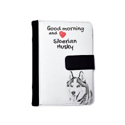 Siberian Husky - Notizbuch aus Öko-Leder mit Kalender und dem Abbild von einem Hund.