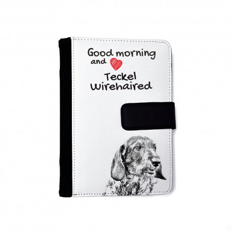 Notizbuch aus Öko-Leder mit Kalender und dem Abbild von einem Hund.