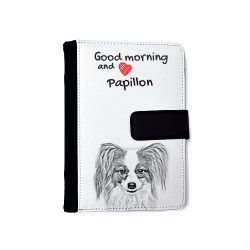 Papillon  - Notebook with the calendar of eco-leather with an image of a dog.