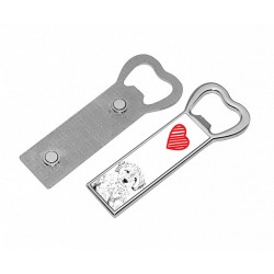 Cockapoo- Décapsuleur en métal avec un aimant sur réfrigérateur avec une image de chien.