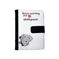Stabyhoun - Notizbuch aus Öko-Leder mit Kalender und dem Abbild von einem Hund.