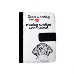 Treeing walker coonhound - Agenda de cuero sintético con la imagen del perro.
