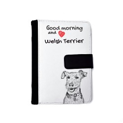 Welsh Terrier - Blocco note con agenda in ecopelle con l'immagine del cane.