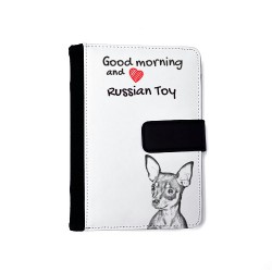 Russkiy Toy - Notizbuch aus Öko-Leder mit Kalender und dem Abbild von einem Hund.
