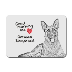 German Shepherd, A mouse pad with the image of a dog.