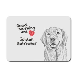 Golden Retriever, A mouse pad with the image of a dog.