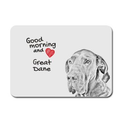 Great Dane, A mouse pad with the image of a dog.