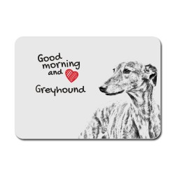 Grey Hound, A mouse pad with the image of a dog.