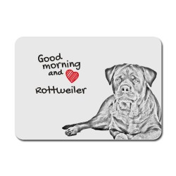 Rottweiler, A mouse pad with the image of a dog.