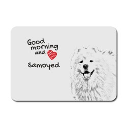 Samoyed, A mouse pad with the image of a dog.