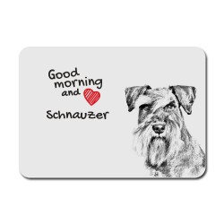 Schnauzer, A mouse pad with the image of a dog.