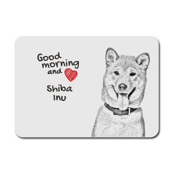 Shiba Inu, A mouse pad with the image of a dog.