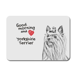 Yorkshire Terrier, A mouse pad with the image of a dog.
