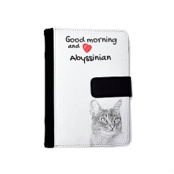 Abessinierkatze - Notizbuch aus Öko-Leder mit Kalender und dem Abbild von einem Katzen.
