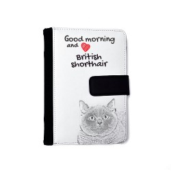 British Shorthair - Agenda de cuero sintético con la imagen del gato.