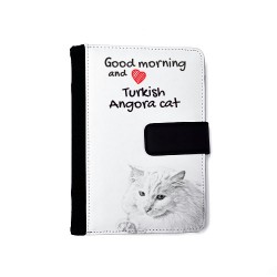 Angora turco - Agenda de cuero sintético con la imagen del gato.