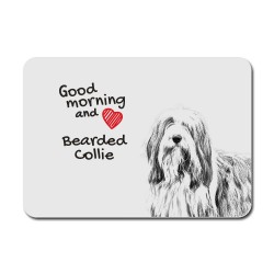 Bearded Collie, A mouse pad with the image of a dog.