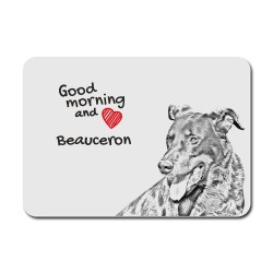 Beauceron, A mouse pad with the image of a dog.