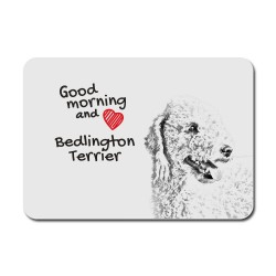 Bedlington Terrier, A mouse pad with the image of a dog.