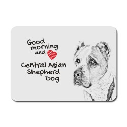 Central Asian Shepherd Dog, A mouse pad with the image of a dog.