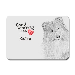 Collie, A mouse pad with the image of a dog.