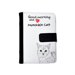 Munchkin - Notizbuch aus Öko-Leder mit Kalender und dem Abbild von einem Katzen.