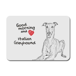 Italian Greyhound, A mouse pad with the image of a dog.