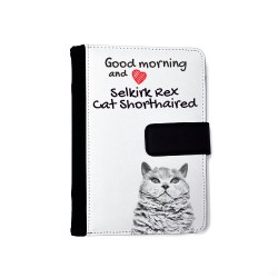 Selkirk Rex shorthaired - Notizbuch aus Öko-Leder mit Kalender und dem Abbild von einem Katzen.