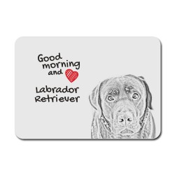 Labrador Retriever, A mouse pad with the image of a dog.
