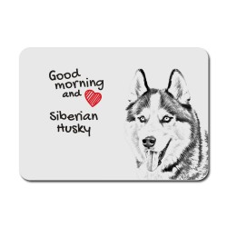 Siberian Husky, A mouse pad with the image of a dog.