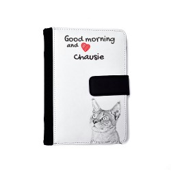 Chausie- Notebook with the calendar of eco-leather with an image of a cat