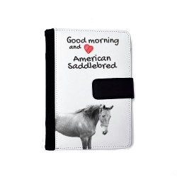 American Saddlebred - Notizbuch aus Öko-Leder mit Kalender und dem Abbild von einem Pferd.