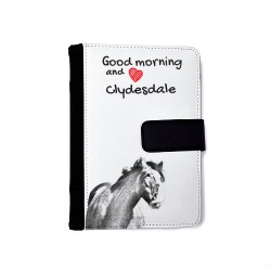 Clydesdale - Notizbuch aus Öko-Leder mit Kalender und dem Abbild von einem Pferd.