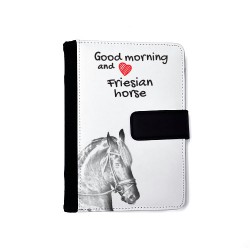 Koń fryzyjski - notatnik z ekoskóry z wizerunkiem konia.