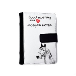 Morgan - Notizbuch aus Öko-Leder mit Kalender und dem Abbild von einem Pferd.