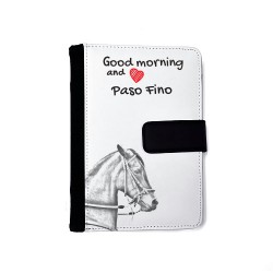 Paso Fino - Notizbuch aus Öko-Leder mit Kalender und dem Abbild von einem Pferd.