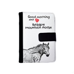 Baskische Gebirgspferd - Notizbuch aus Öko-Leder mit Kalender und dem Abbild von einem Pferd.