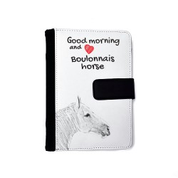 Boulonnais - Notebook with the calendar of eco-leather with an image of a horse.